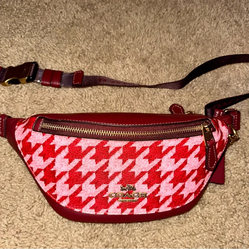 COACH Leather Warren Bag - Houndstooth Print